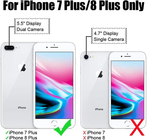 TOOVREN Upgraded iPhone 7 Plus Case, iPhone 8 Plus Wallet Case, Necklace Lanyard Case with Kickstand Card Holder, Ajust Detachable Anti-Lost Lanya...